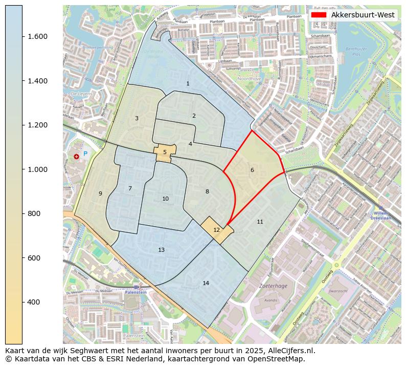 Afbeelding van de Akkersbuurt-West op de kaart.