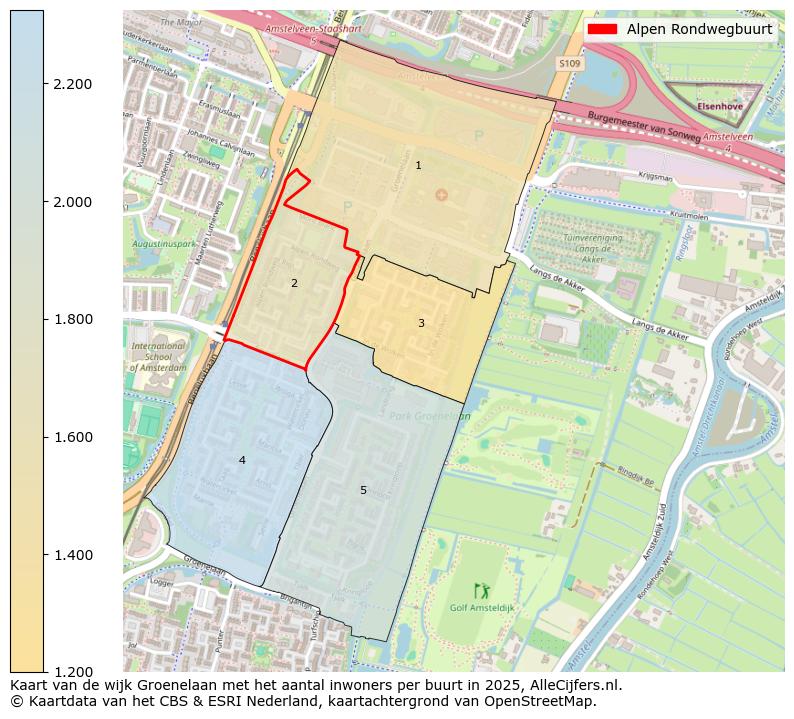 Afbeelding van de Alpen Rondwegbuurt op de kaart.