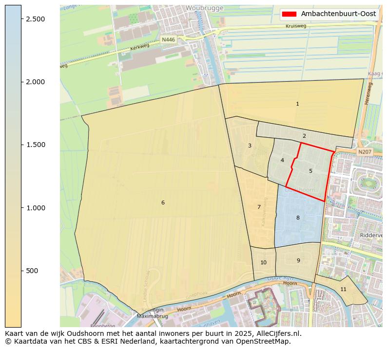 Afbeelding van de Ambachtenbuurt-Oost op de kaart.