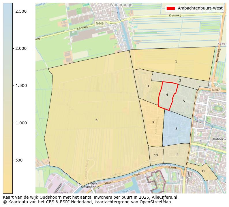 Afbeelding van de Ambachtenbuurt-West op de kaart.