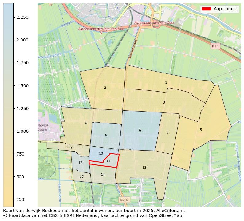 Afbeelding van de Appelbuurt op de kaart.