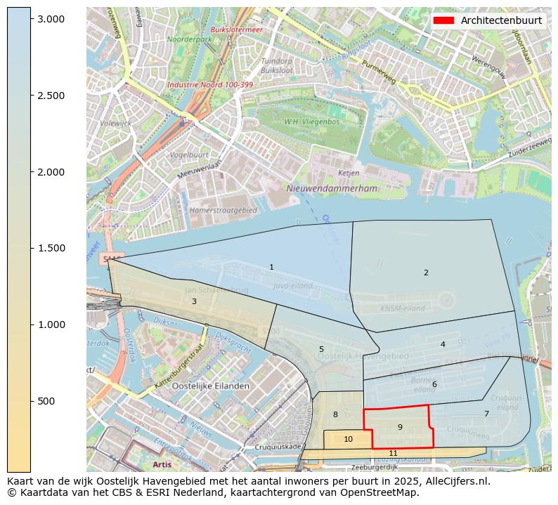 Afbeelding van de Architectenbuurt op de kaart.
