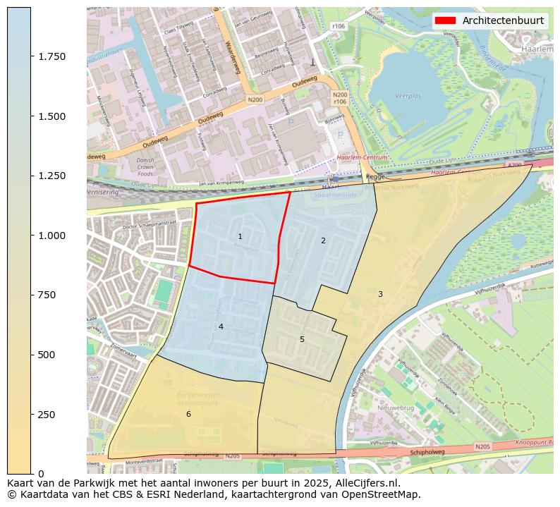 Afbeelding van de Architectenbuurt op de kaart.