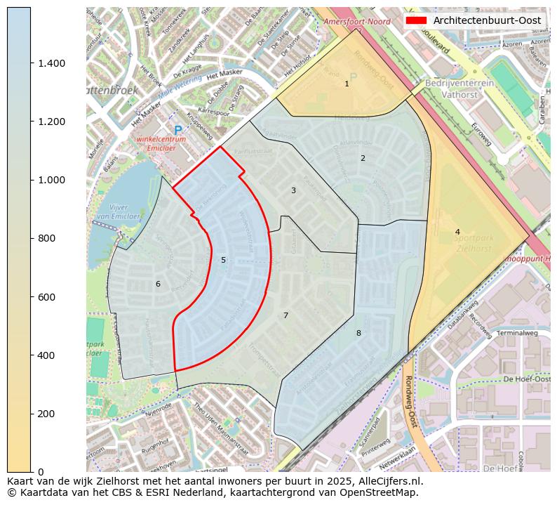 Afbeelding van de Architectenbuurt-Oost op de kaart.