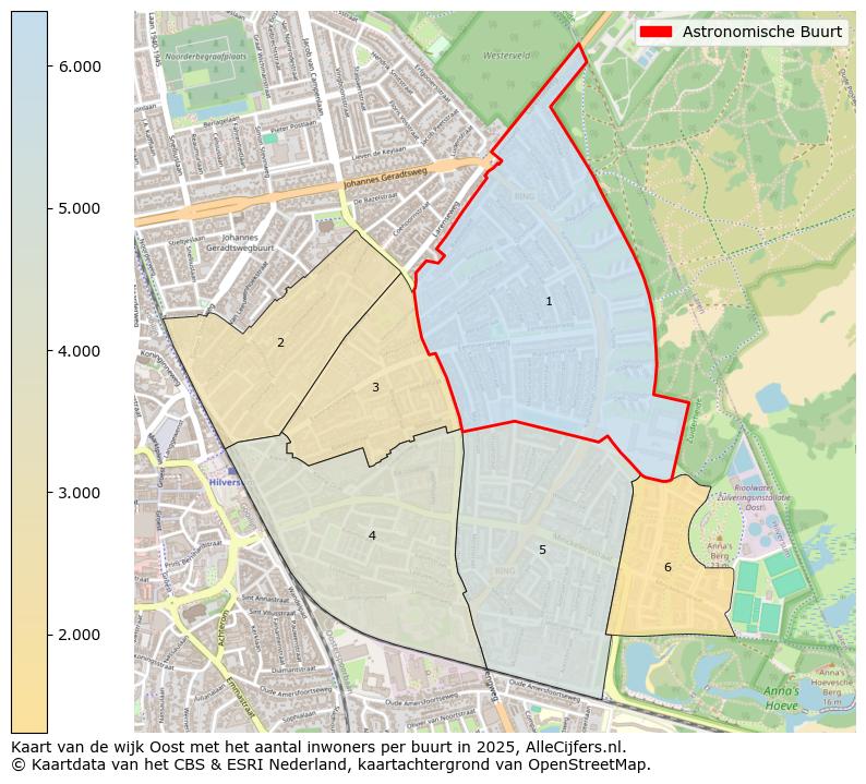 Afbeelding van de Astronomische Buurt op de kaart.