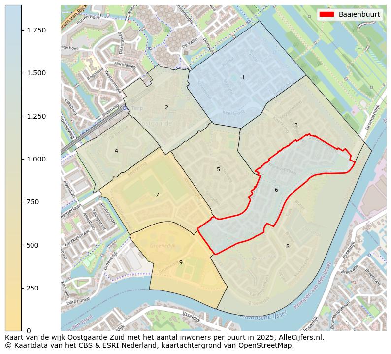 Afbeelding van de Baaienbuurt op de kaart.