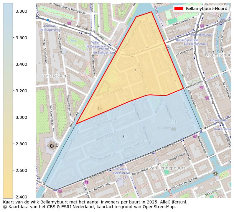 Afbeelding van de Bellamybuurt-Noord op de kaart.