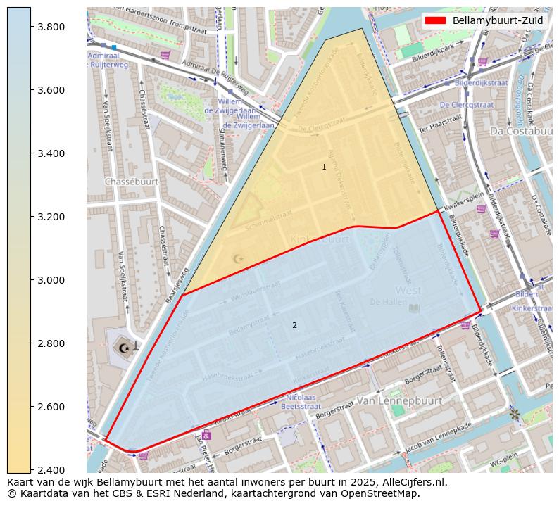 Afbeelding van de Bellamybuurt-Zuid op de kaart.