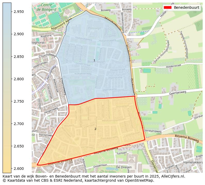 Afbeelding van de Benedenbuurt op de kaart.