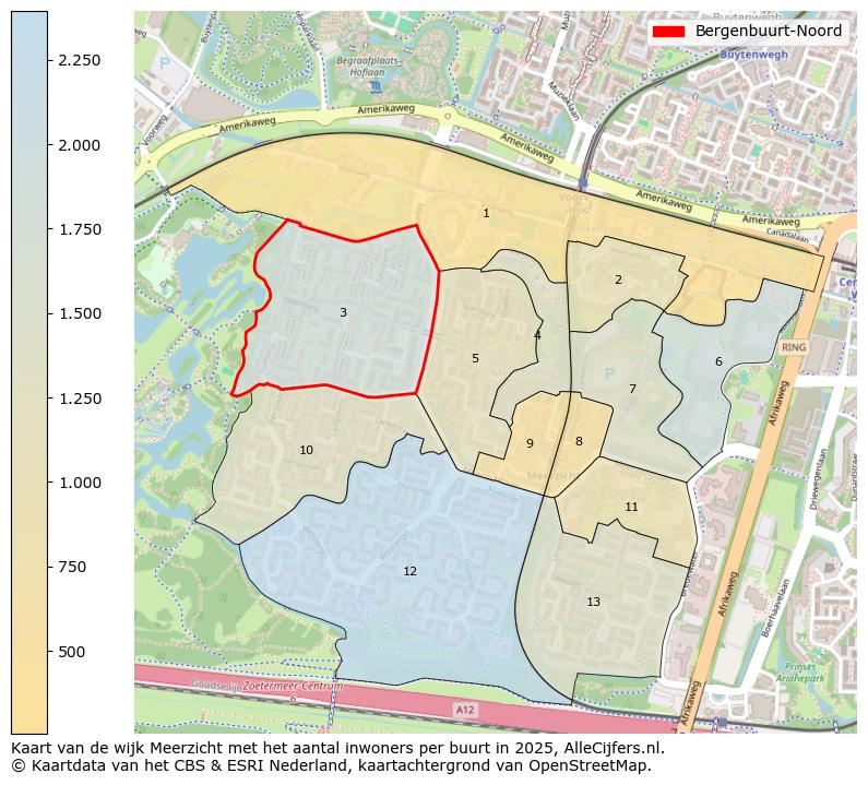Afbeelding van de Bergenbuurt-Noord op de kaart.