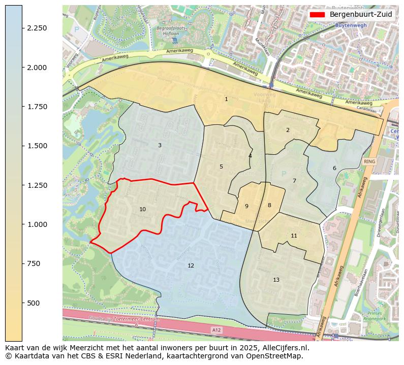 Afbeelding van de Bergenbuurt-Zuid op de kaart.