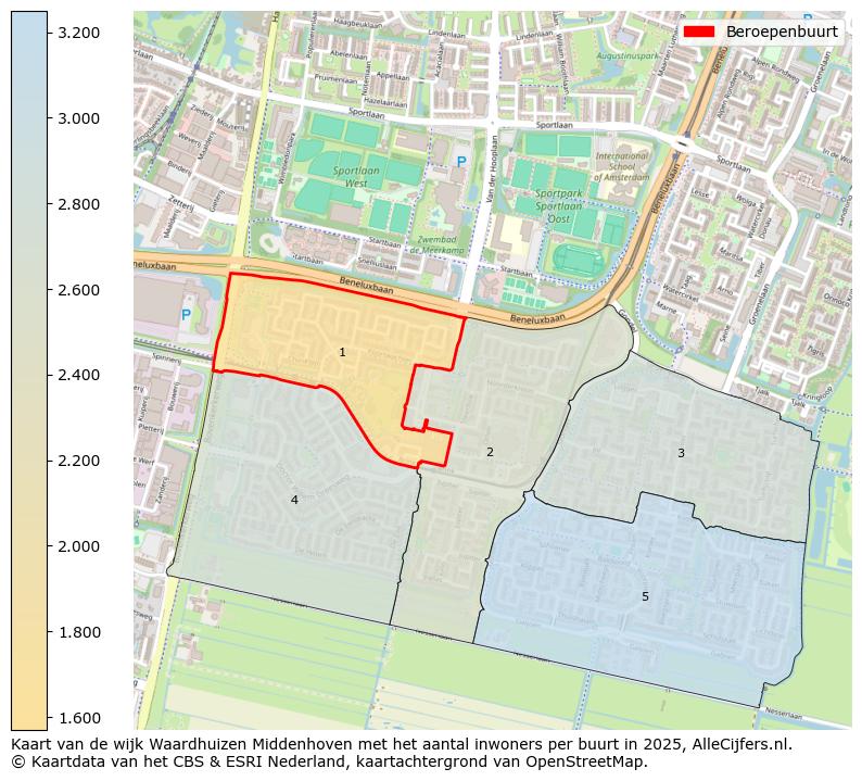 Afbeelding van de Beroepenbuurt op de kaart.