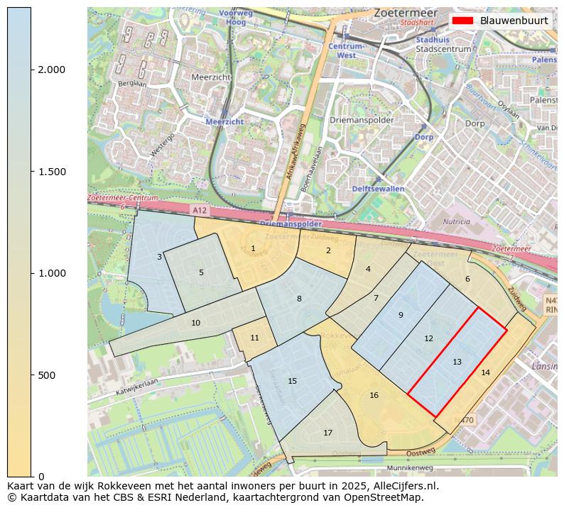 Afbeelding van de Blauwenbuurt op de kaart.