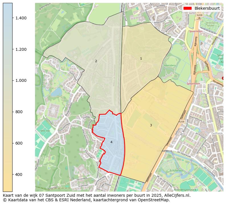 Afbeelding van de Blekersbuurt op de kaart.