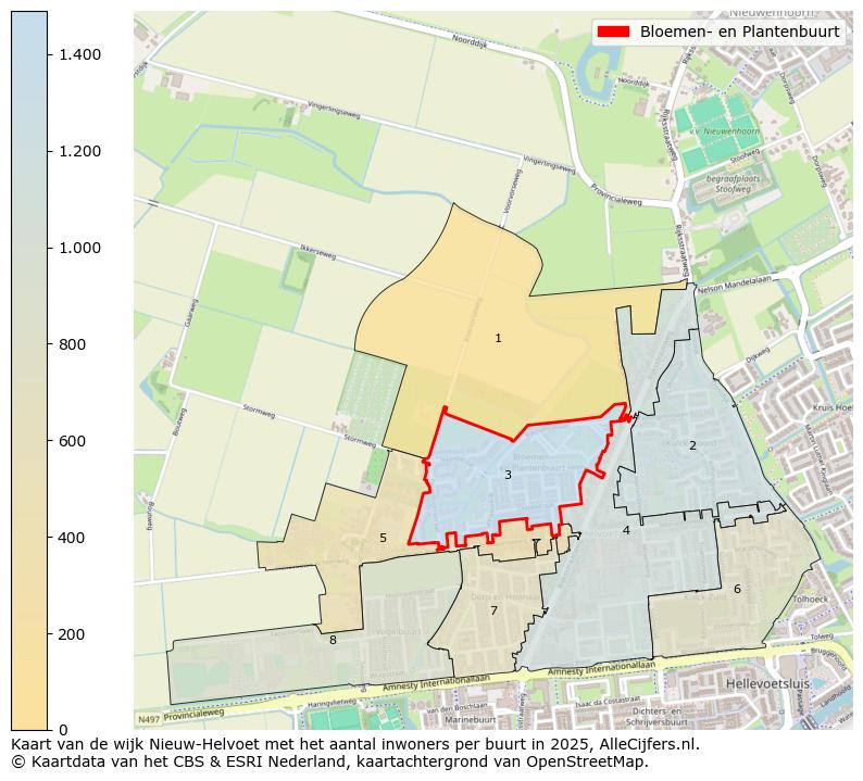 Afbeelding van de Bloemen- en Plantenbuurt op de kaart.
