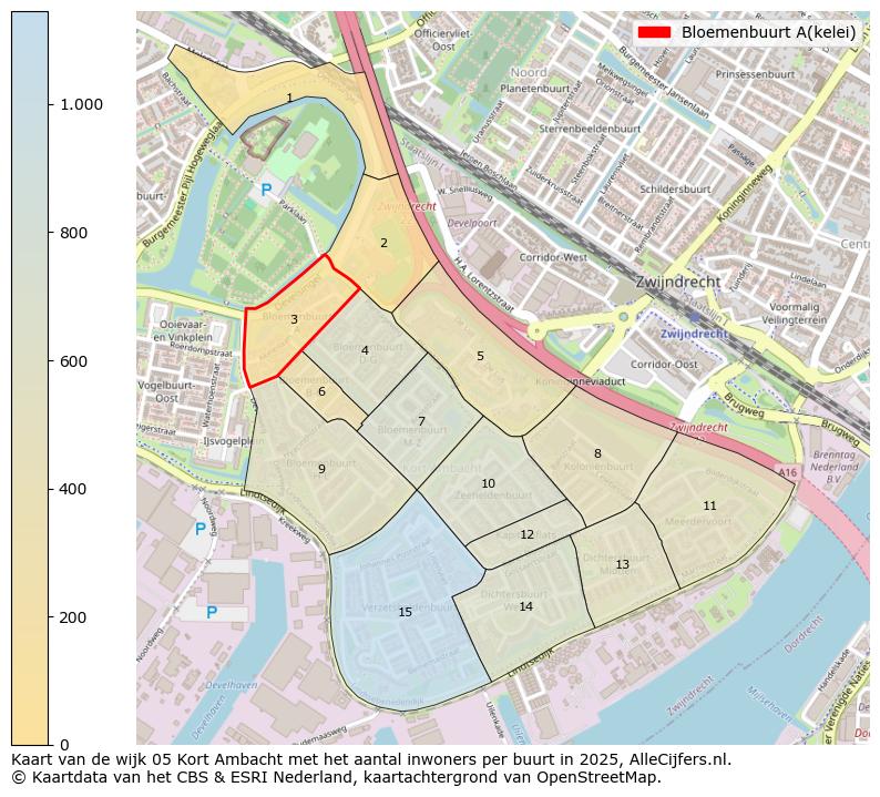 Afbeelding van de Bloemenbuurt A(kelei) op de kaart.