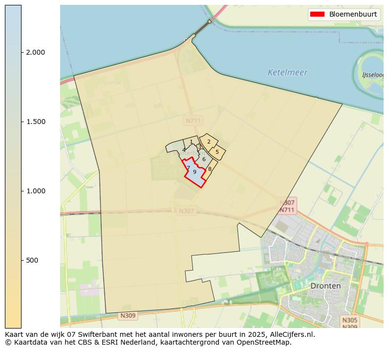 Afbeelding van de Bloemenbuurt op de kaart.