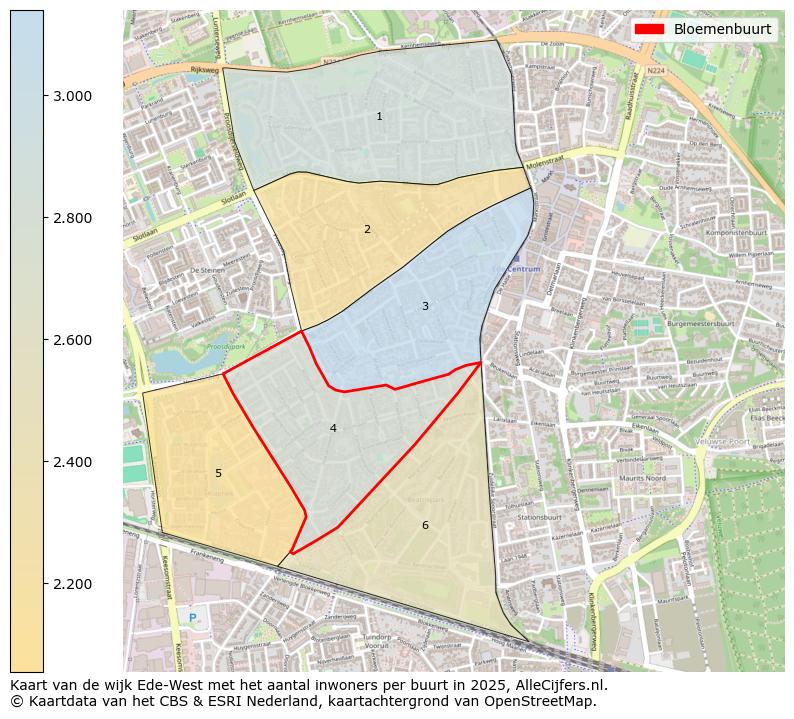 Afbeelding van de Bloemenbuurt op de kaart.