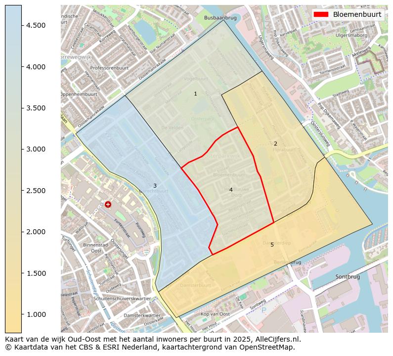 Afbeelding van de Bloemenbuurt op de kaart.