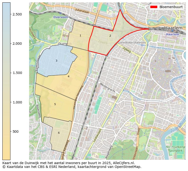 Afbeelding van de Bloemenbuurt op de kaart.