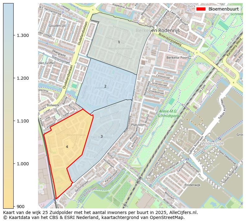 Afbeelding van de Bloemenbuurt op de kaart.