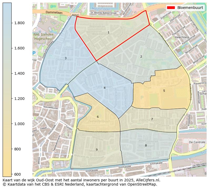 Afbeelding van de Bloemenbuurt op de kaart.