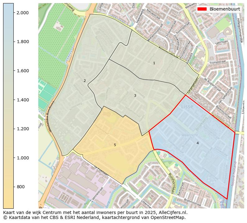 Afbeelding van de Bloemenbuurt op de kaart.