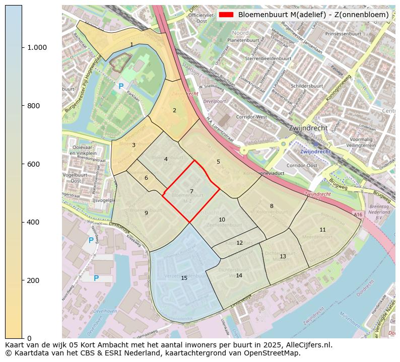 Afbeelding van de Bloemenbuurt M(adelief) - Z(onnenbloem) op de kaart.