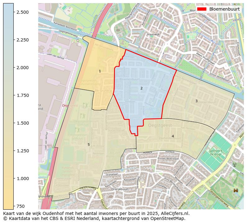 Afbeelding van de Bloemenbuurt op de kaart.