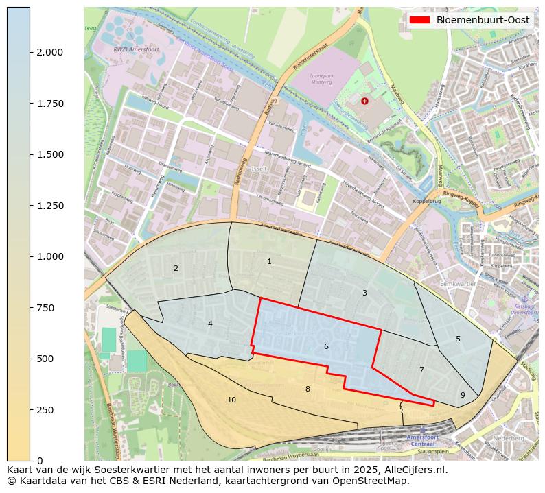 Afbeelding van de Bloemenbuurt-Oost op de kaart.