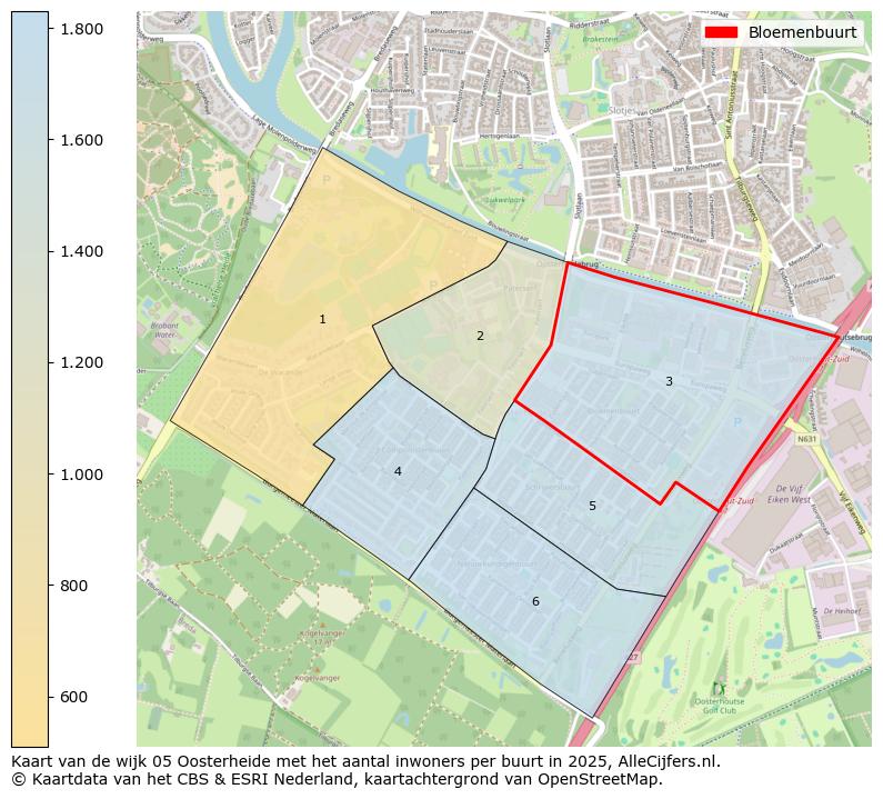 Afbeelding van de Bloemenbuurt op de kaart.