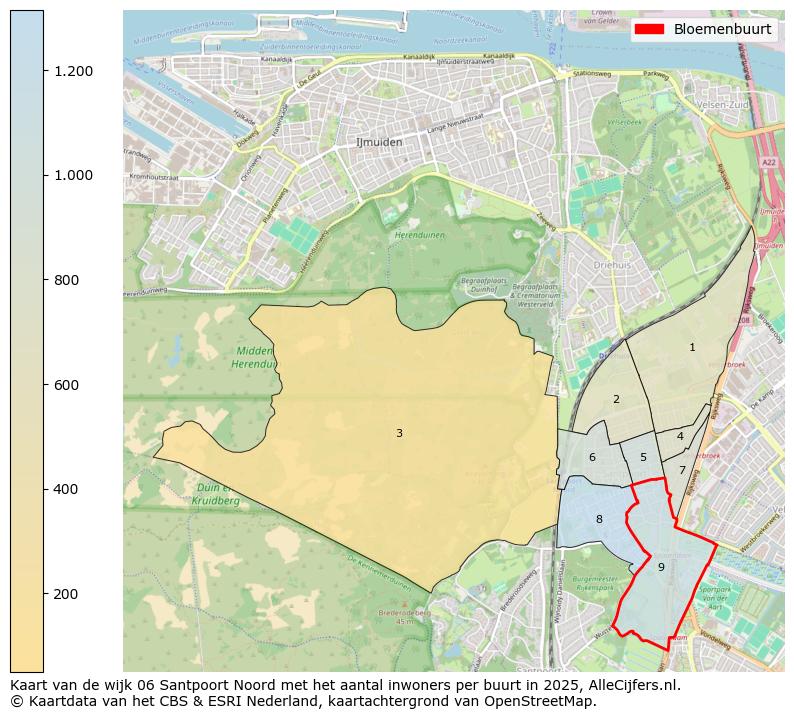 Afbeelding van de Bloemenbuurt op de kaart.