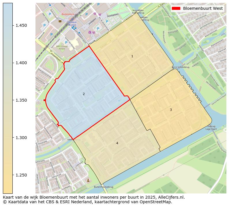 Afbeelding van de Bloemenbuurt West op de kaart.