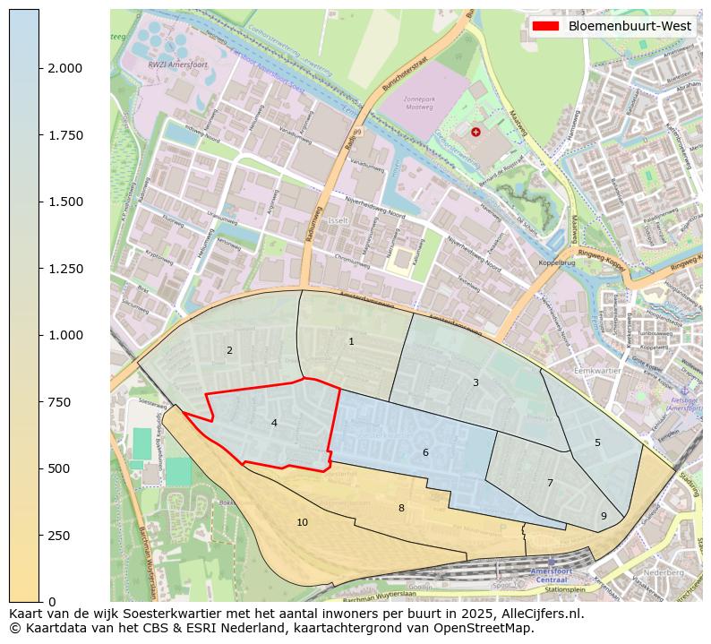 Afbeelding van de Bloemenbuurt-West op de kaart.