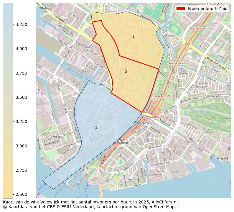 Afbeelding van de Bloemenbuurt-Zuid op de kaart.
