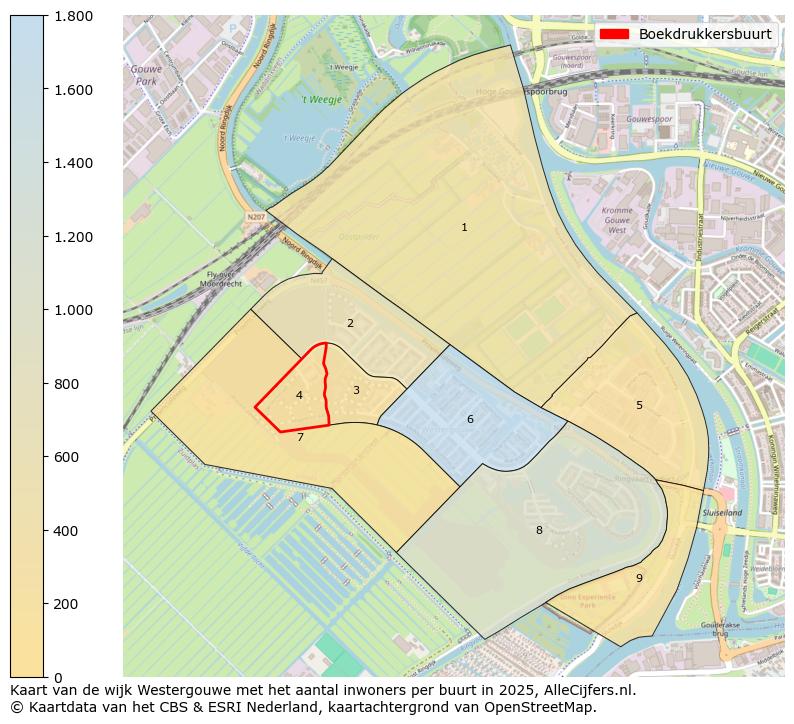 Afbeelding van de Boekdrukkersbuurt op de kaart.