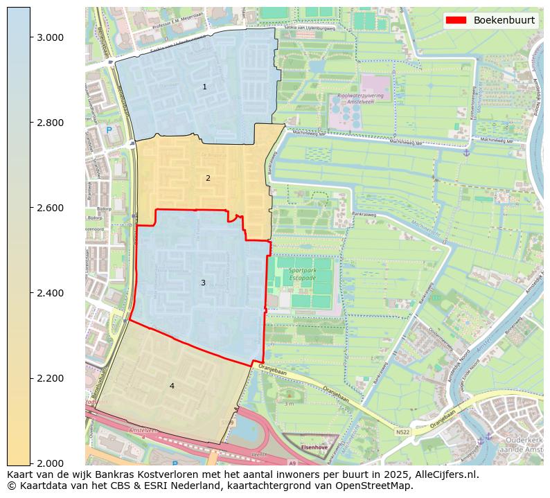 Afbeelding van de Boekenbuurt op de kaart.