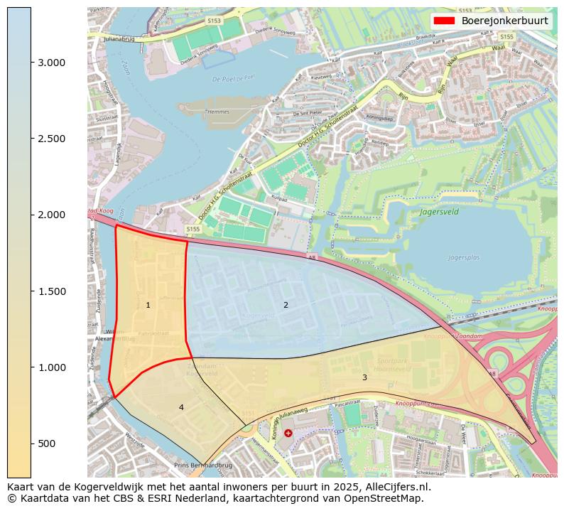 Afbeelding van de Boerejonkerbuurt op de kaart.