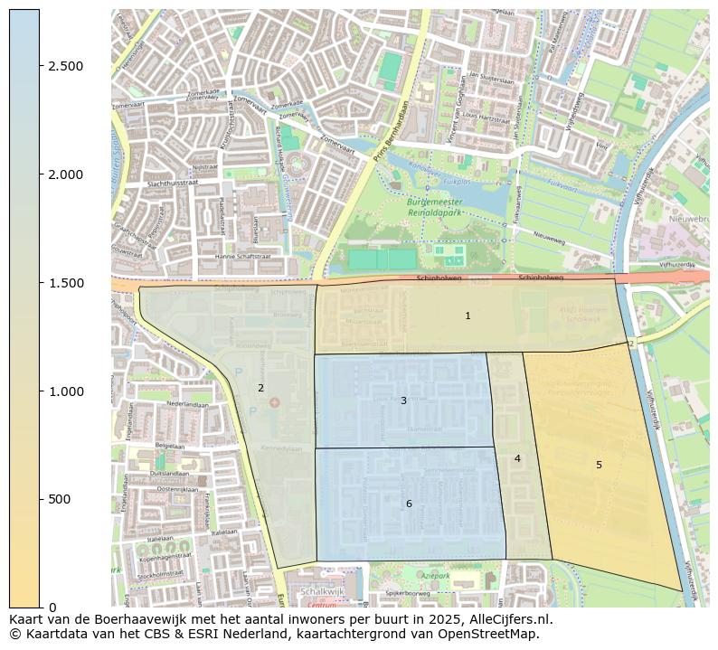 Afbeelding van de Boerhaavewijk op de kaart.