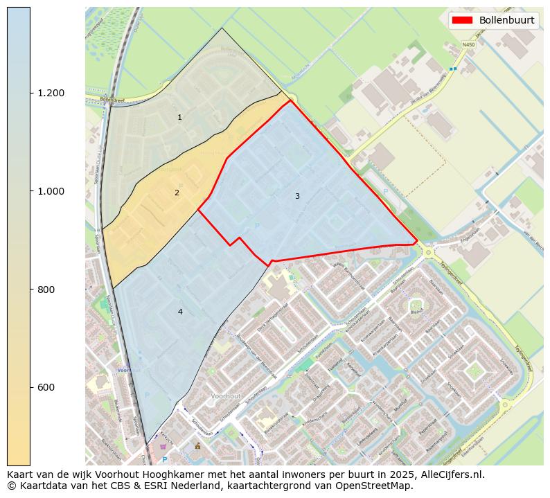 Afbeelding van de Bollenbuurt op de kaart.
