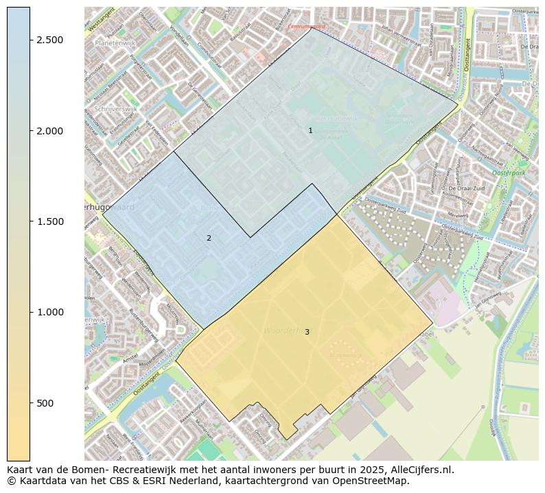 Afbeelding van de Bomen- Recreatiewijk op de kaart.