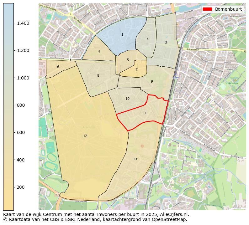 Afbeelding van de Bomenbuurt op de kaart.