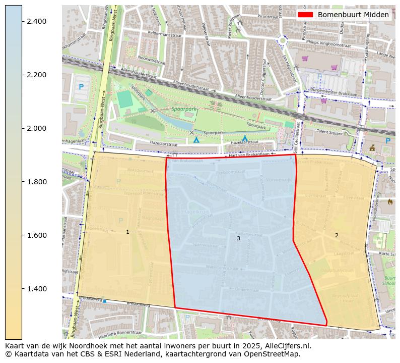 Afbeelding van de Bomenbuurt Midden op de kaart.