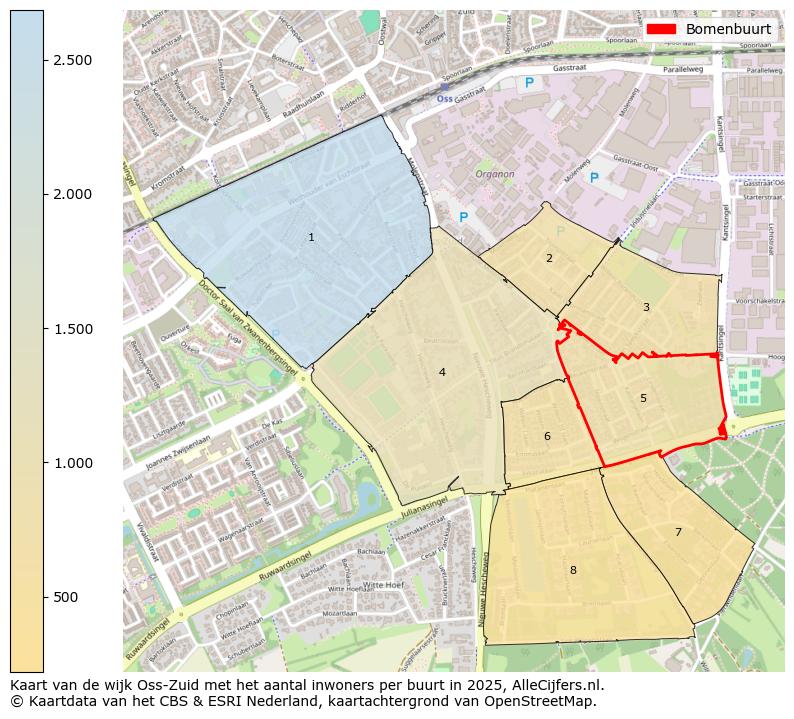 Afbeelding van de Bomenbuurt op de kaart.