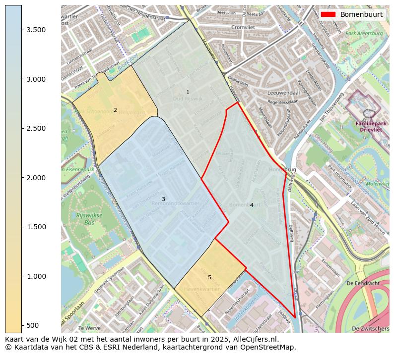 Afbeelding van de Bomenbuurt op de kaart.