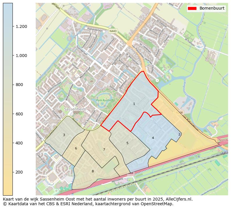 Afbeelding van de Bomenbuurt op de kaart.