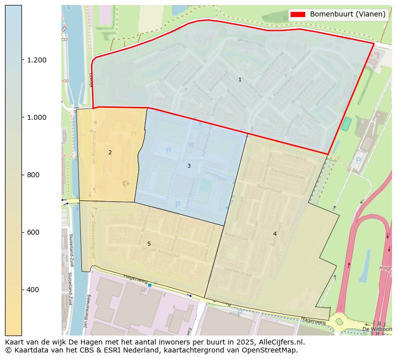 Afbeelding van de Bomenbuurt (Vianen) op de kaart.