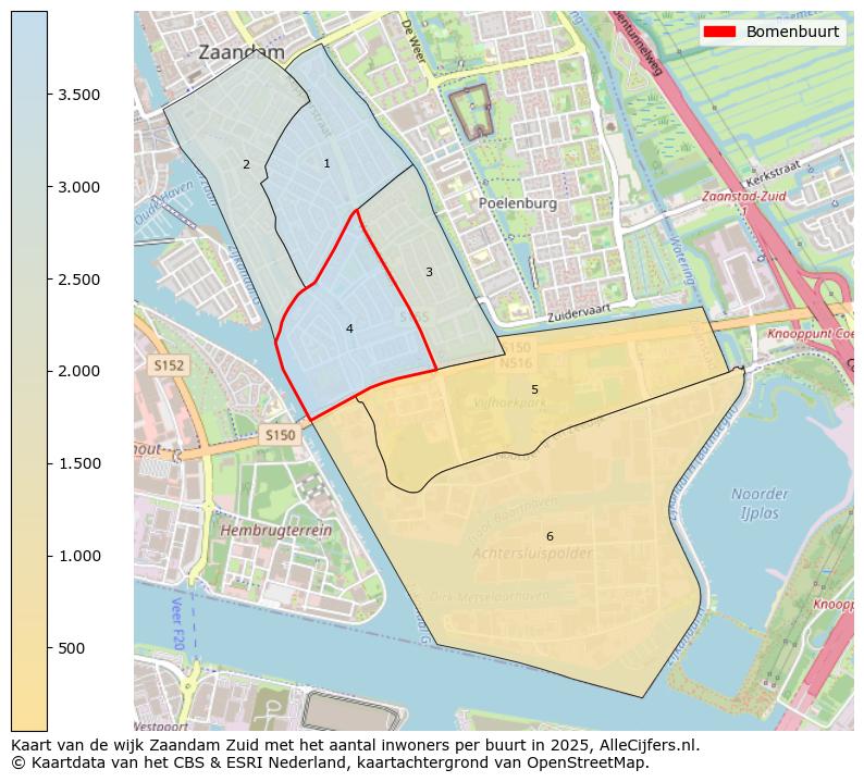 Afbeelding van de Bomenbuurt op de kaart.