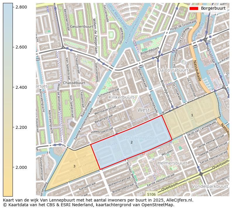 Afbeelding van de Borgerbuurt op de kaart.