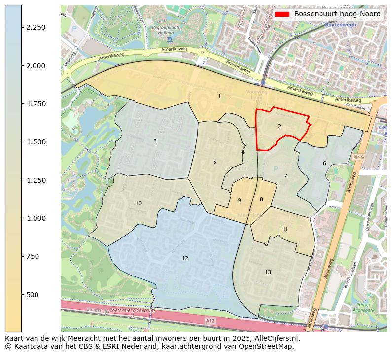 Afbeelding van de Bossenbuurt hoog-Noord op de kaart.